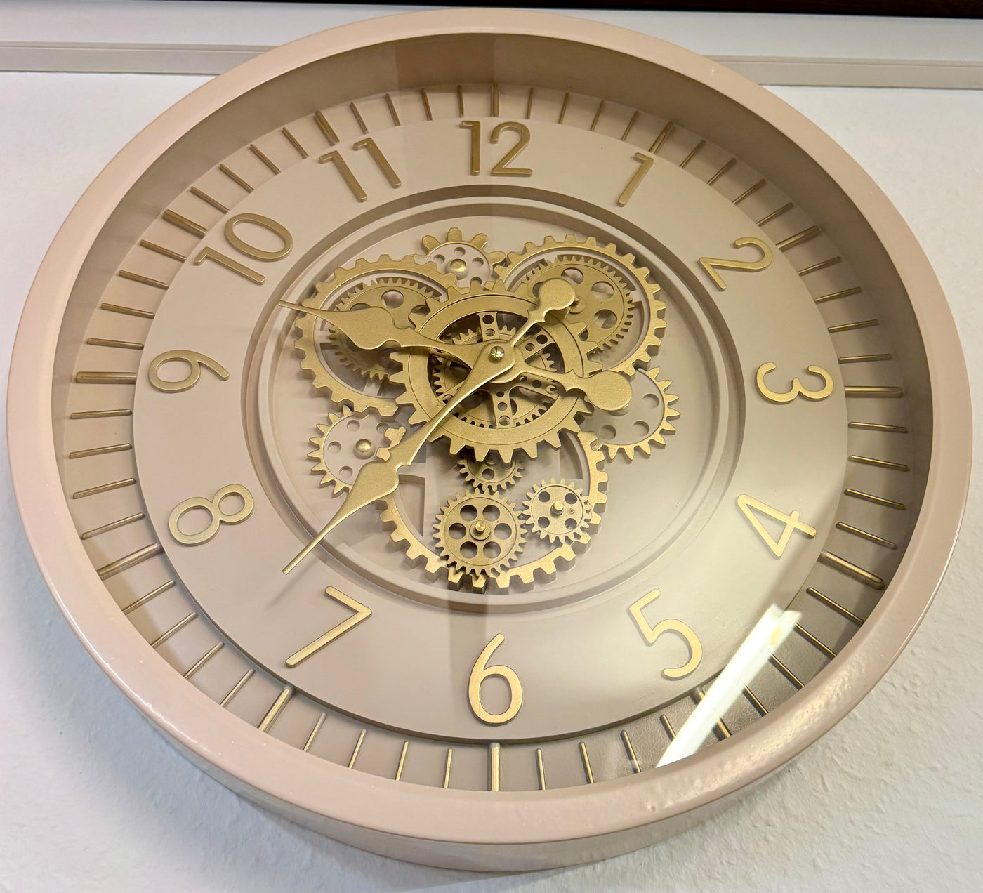 46 cm Wohnzimmer Wanduhr Flensburg mit Zahnrädern sand beige Küche