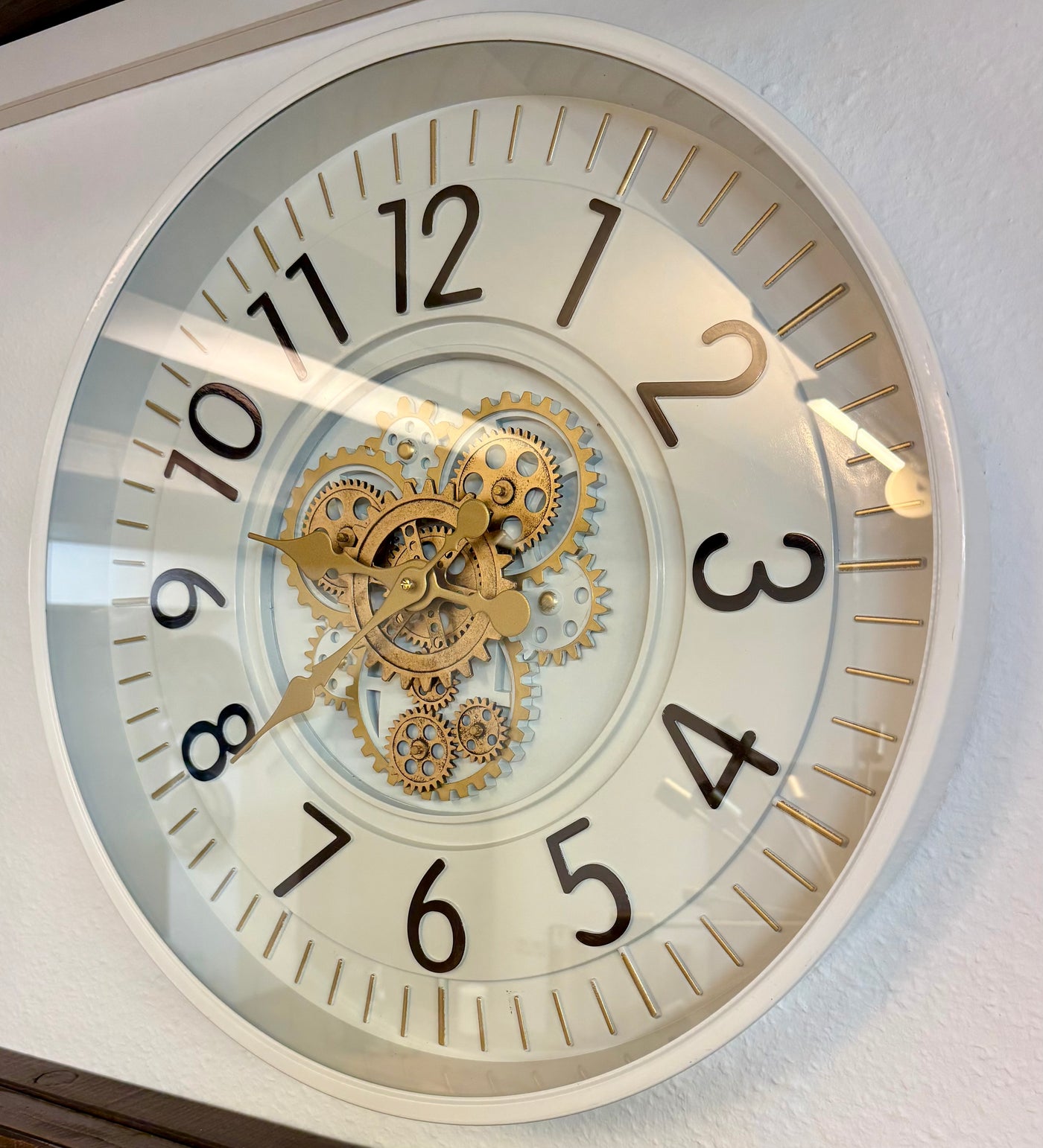 53 cm Wohnzimmer Wanduhr Flensburg mit Zahnrädern weiß Küche