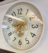 53 cm Wohnzimmer Wanduhr Flensburg mit Zahnrädern weiß Küche