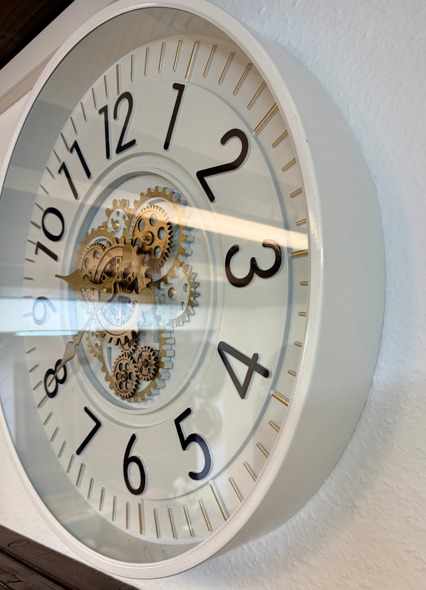53 cm Wohnzimmer Wanduhr Flensburg mit Zahnrädern weiß Küche