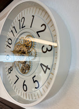 53 cm Wohnzimmer Wanduhr Flensburg mit Zahnrädern weiß Küche