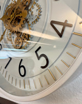 53 cm Wohnzimmer Wanduhr Flensburg mit Zahnrädern weiß Küche