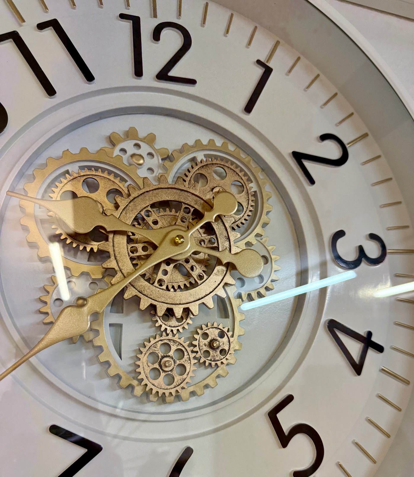 53 cm Wohnzimmer Wanduhr Flensburg mit Zahnrädern weiß Küche