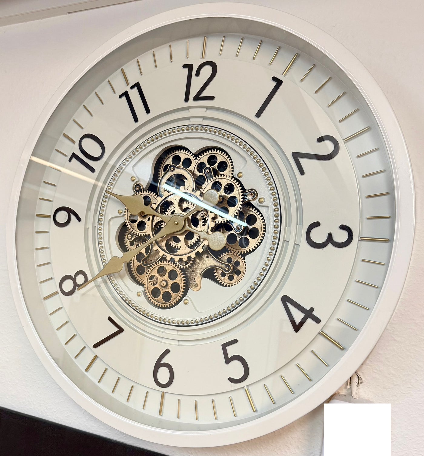 66 cm Wohnzimmer Wanduhr Flensburg mit Zahnrädern weiß Küche