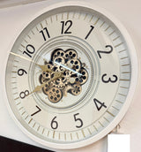 66 cm Wohnzimmer Wanduhr Flensburg mit Zahnrädern weiß Küche