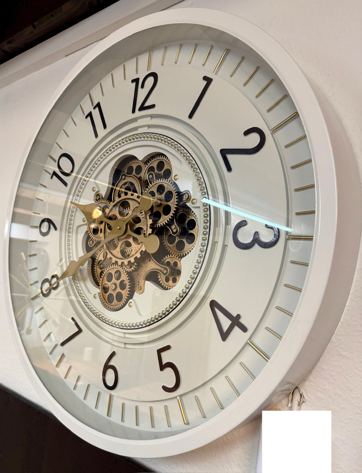 66 cm Wohnzimmer Wanduhr Flensburg mit Zahnrädern weiß Küche