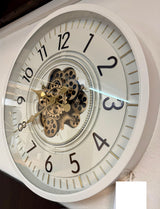 66 cm Wohnzimmer Wanduhr Flensburg mit Zahnrädern weiß Küche