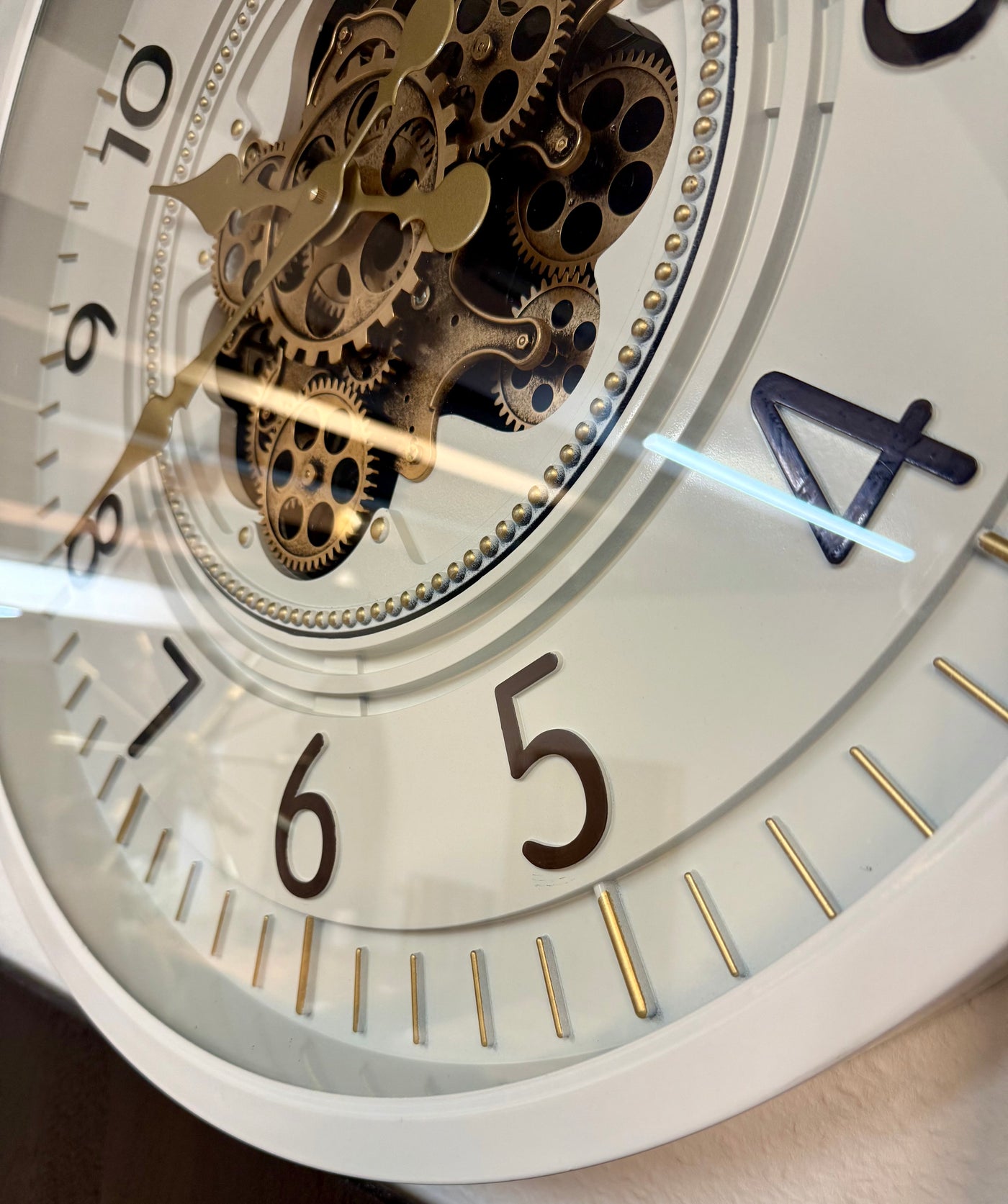 66 cm Wohnzimmer Wanduhr Flensburg mit Zahnrädern weiß Küche