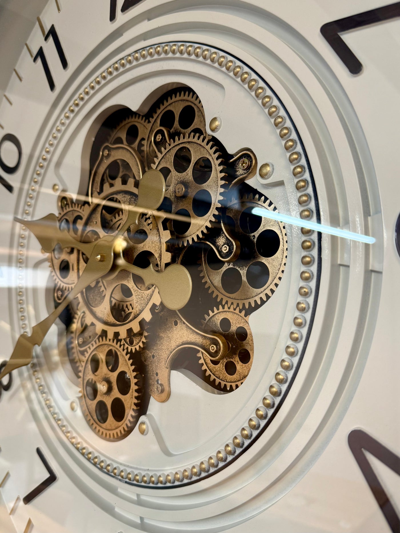 66 cm Wohnzimmer Wanduhr Flensburg mit Zahnrädern weiß Küche