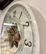 66 cm Wohnzimmer Wanduhr Flensburg mit Zahnrädern weiß Küche
