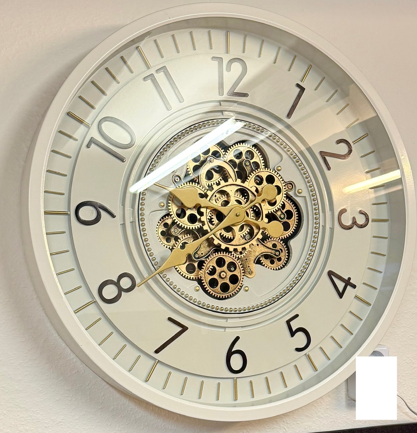 66 cm Wohnzimmer Wanduhr Flensburg mit Zahnrädern weiß Küche