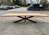 370 cm Meisterschale Baumstamm Esstisch/ Konferenztisch Fußball Bayer 04 Leverkusen mit Epoxid & Spider Gestell schwarz rot