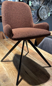 360 Grad Esszimmer Stuhl Leander Teddy Stoff in 3 Farben Cream Beige Rust drehbar