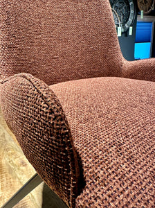 360 Grad Esszimmer Stuhl Leander Teddy Stoff in 3 Farben Cream Beige Rust drehbar
