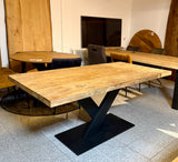 5 cm Esstisch Serang Teak 180 cm Holz mit V-Gestell schwarz