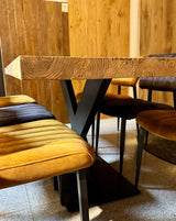 5 cm Esstisch Serang Teak 180 cm Holz mit V-Gestell schwarz