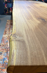 4 Bohlen Baumkante Esstisch Wesel Eiche hell geölt 250 cm mit Holz-Metall Gestell