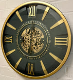 Lade das Bild in den Galerie-Viewer, 80 cm Jena Vintage Wanduhr mit Zahnrädern gold anthrazit
