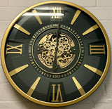 Horloge murale vintage Jena 80 cm avec engrenages or anthracite