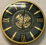Lade das Bild in den Galerie-Viewer, 80 cm Jena Vintage Wanduhr mit Zahnrädern gold anthrazit
