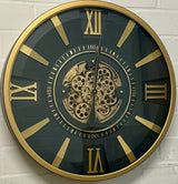 Horloge murale vintage Jena 80 cm avec engrenages or anthracite