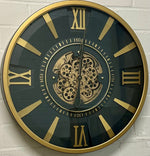 Lade das Bild in den Galerie-Viewer, 80 cm Jena Vintage Wanduhr mit Zahnrädern gold anthrazit
