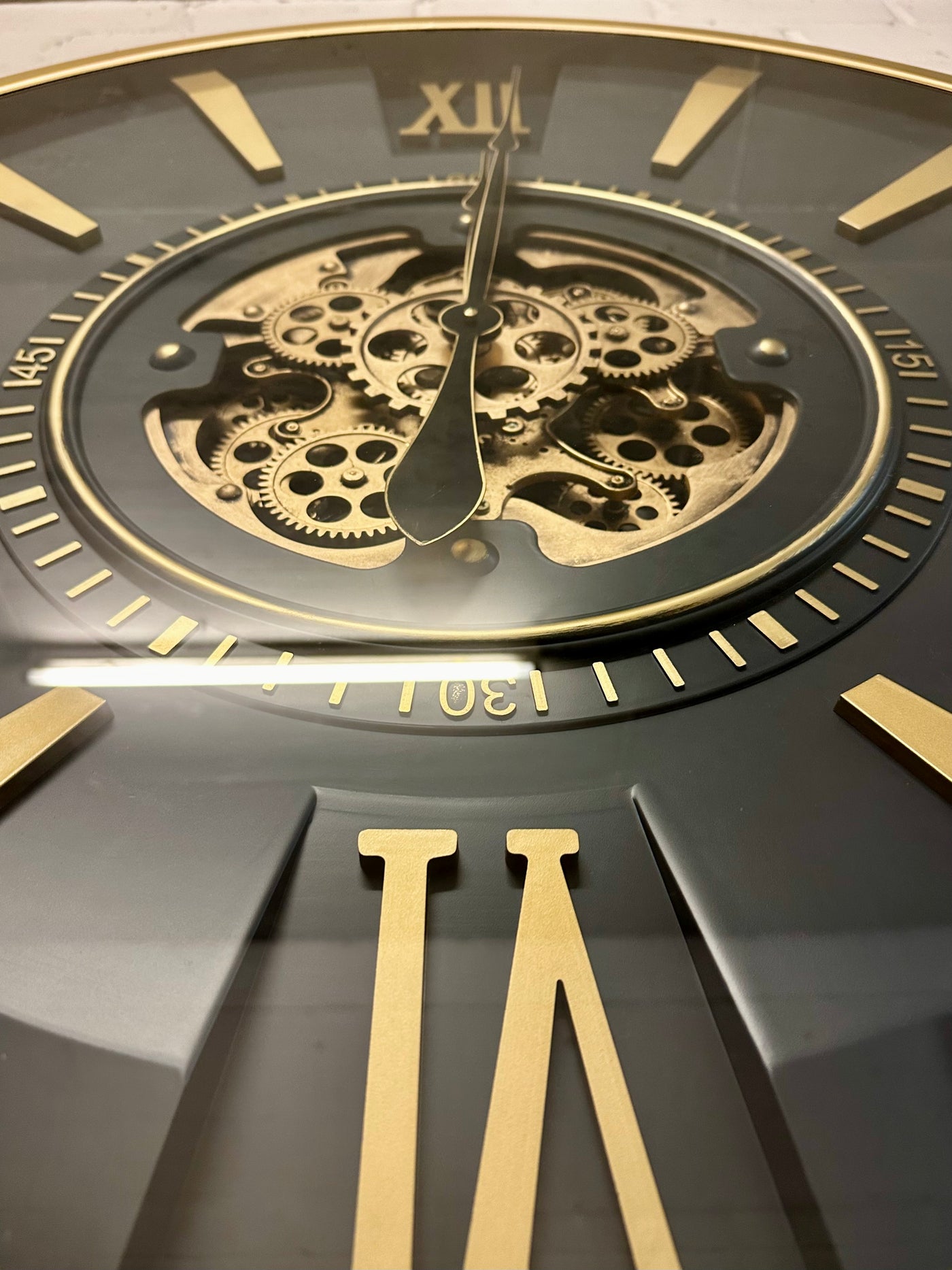 Horloge murale vintage Jena 80 cm avec engrenages or anthracite
