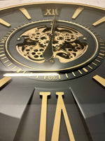 Lade das Bild in den Galerie-Viewer, 80 cm Jena Vintage Wanduhr mit Zahnrädern gold anthrazit
