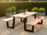 Metall Douglasie Picknick Tisch Outdoor W Gestell Schwarz pulverbeschichtet verzinkt 9 Größen ab 180 bis 400 cm