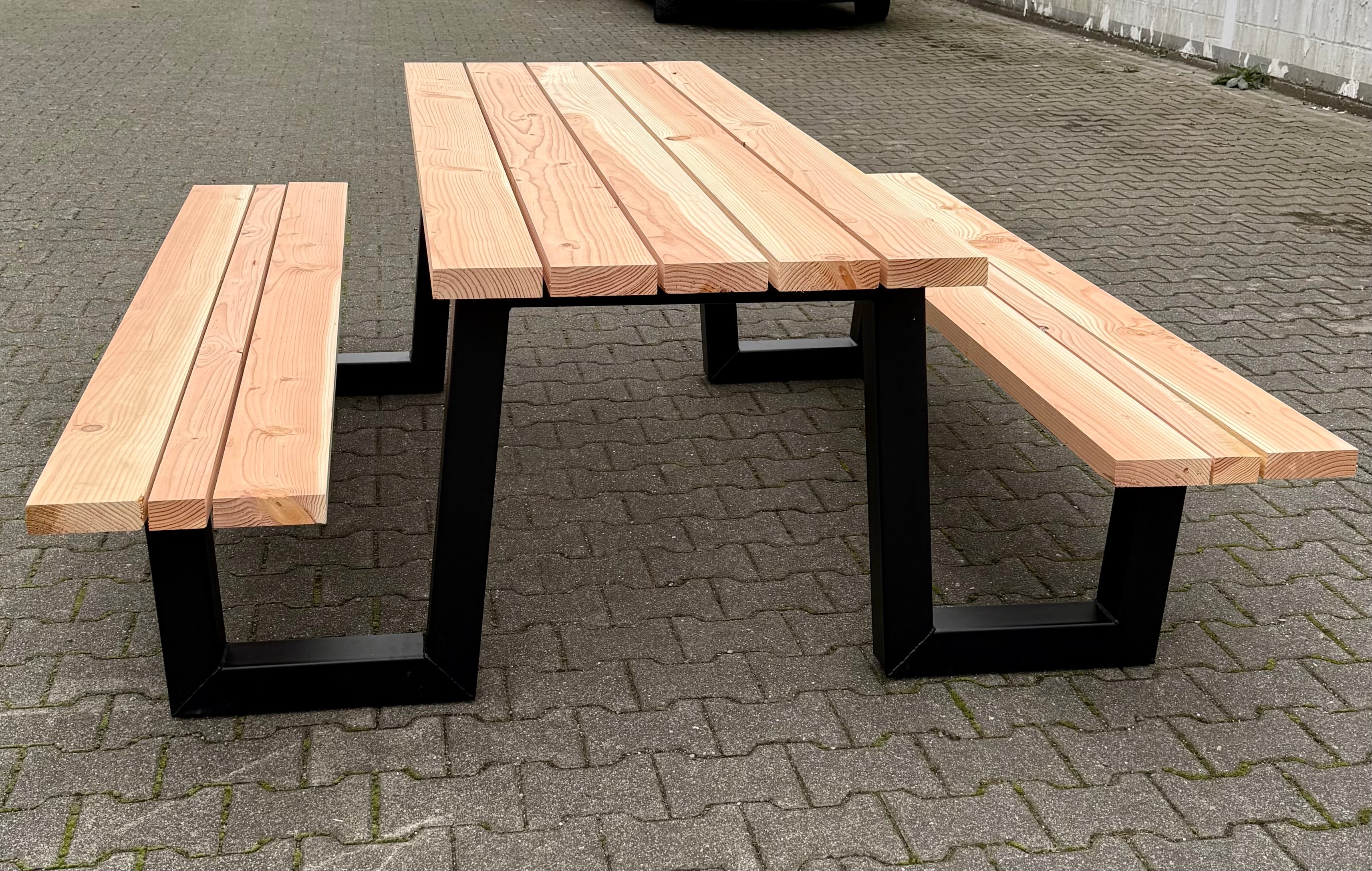 Metall Picknick Tisch Untergestell Outdoor Set Ironline X oder W Schwarz pulverbeschichtet verzinkt