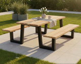 Metall Douglasie Picknick Tisch Outdoor W Gestell Schwarz pulverbeschichtet verzinkt 9 Größen ab 180 bis 400 cm