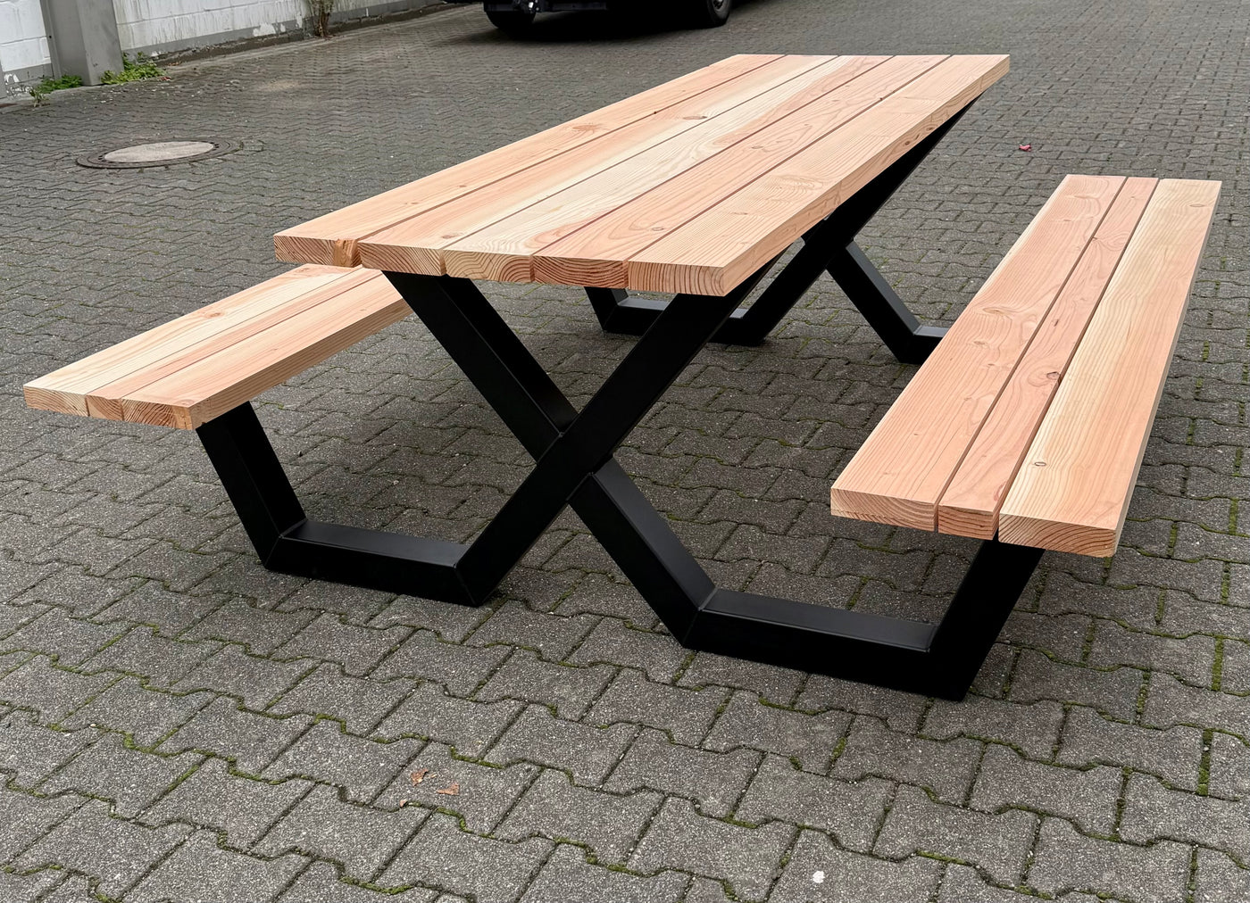 Metall Picknick Tisch Untergestell Outdoor Set Ironline X oder W Schwa — Megatische