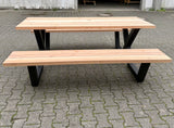 Metall Picknick Tisch Untergestell Outdoor Set Ironline X oder W Schwarz pulverbeschichtet verzinkt