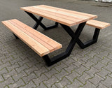 Metall Picknick Tisch Untergestell Outdoor Set Ironline X oder W Schwarz pulverbeschichtet verzinkt