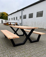 Metall Picknick Tisch Untergestell Outdoor Set Ironline X oder W Schwarz pulverbeschichtet verzinkt