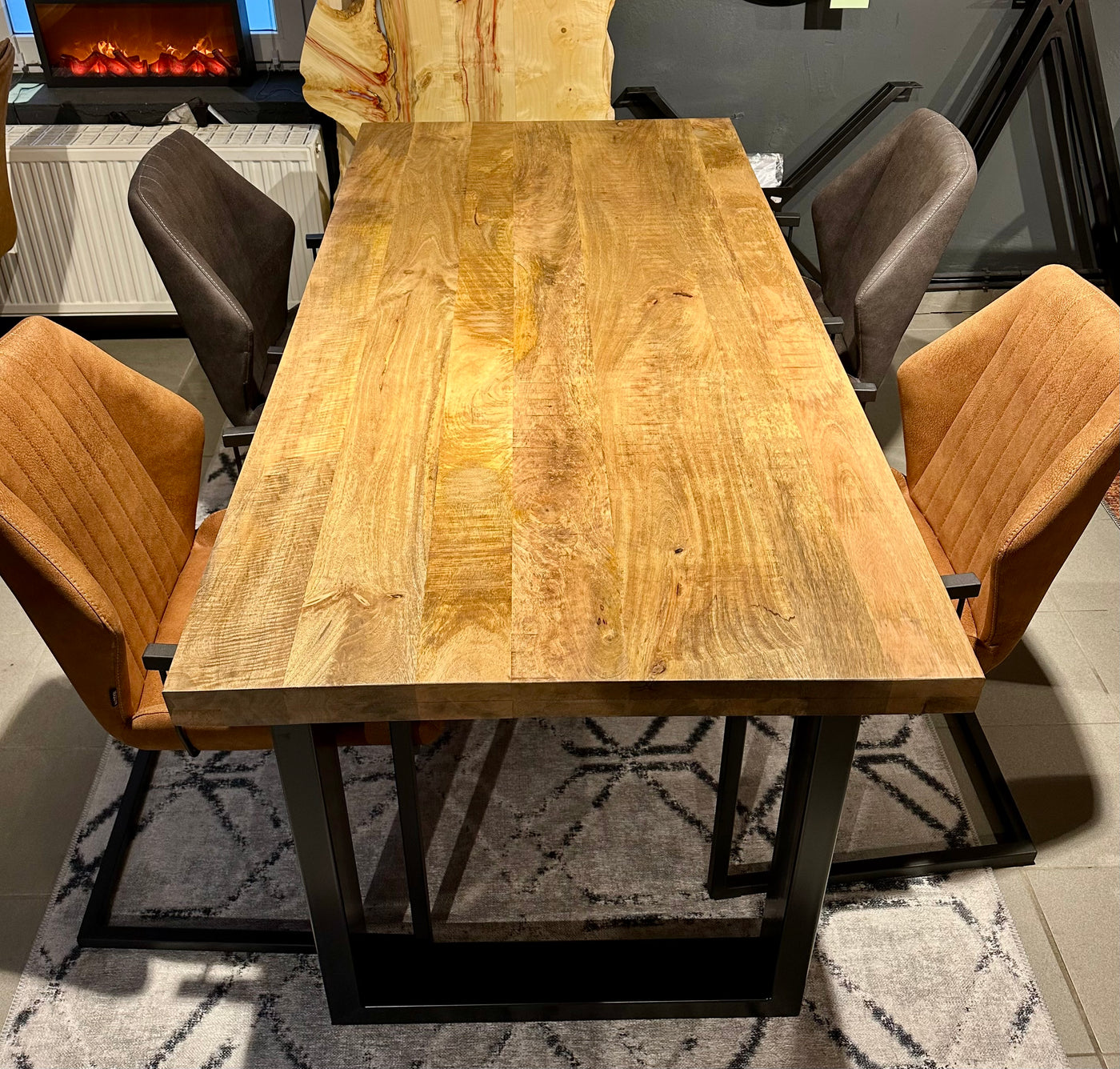 Mangoholz Tischplatte Mumbai Gerade Kante 6cm in 160 180 200 220 240 und 260 cm