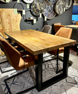 Esstisch Mumbai Mango 200 bis 300 in 6 cm Dicke Holz mit U Metall Gestell schwarz massiv 4 Größen
