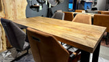 Esstisch Mumbai Mango 200 bis 300 in 6 cm Dicke Holz mit U Metall Gestell schwarz massiv 4 Größen