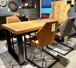 Lade das Bild in den Galerie-Viewer, Esstisch Mumbai Mango 160 bis 260 in 6 cm Dicke Holz mit U Metall Gestell schwarz massiv 6 Größen
