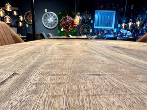 Esstisch Mumbai Mango 160 bis 260 in 6 cm Dicke Holz mit U Metall Gestell schwarz massiv 6 Größen