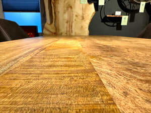 Esstisch Mumbai Mango 160 bis 260 in 6 cm Dicke Holz mit U Metall Gestell schwarz massiv 6 Größen