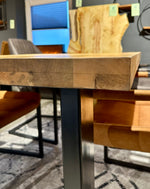 Lade das Bild in den Galerie-Viewer, Esstisch Mumbai Mango 160 bis 260 in 6 cm Dicke Holz mit U Metall Gestell schwarz massiv 6 Größen

