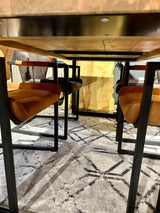 Esstisch Mumbai Mango 200 bis 300 in 6 cm Dicke Holz mit U Metall Gestell schwarz massiv 4 Größen