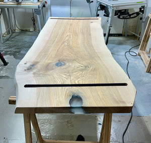 180 cm Edel Esche Baumstamm Tischplatte Holzplatte 5 cm massiv als Schreibtisch oder Esstisch verwendbar