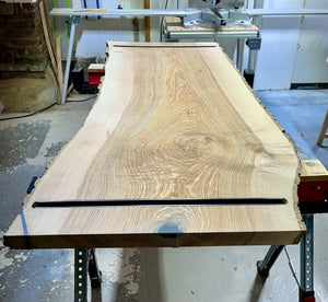 180 cm Edel Esche Baumstamm Tischplatte Holzplatte 5 cm massiv naturbelassene Baumkante