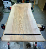 Lade das Bild in den Galerie-Viewer, 180 cm Edel Esche Baumstamm Tischplatte Holzplatte 5 cm massiv naturbelassene Baumkante
