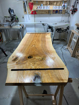 Plateau de table en frêne noble, 180 cm, 5 cm d'épaisseur massive, utilisable comme bureau ou table à manger