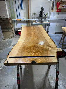 180 cm Edel Esche Baumstamm Tischplatte Holzplatte 5 cm massiv naturbelassene Baumkante