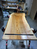 Lade das Bild in den Galerie-Viewer, 180 cm Edel Esche Baumstamm Tischplatte Holzplatte 5 cm massiv naturbelassene Baumkante
