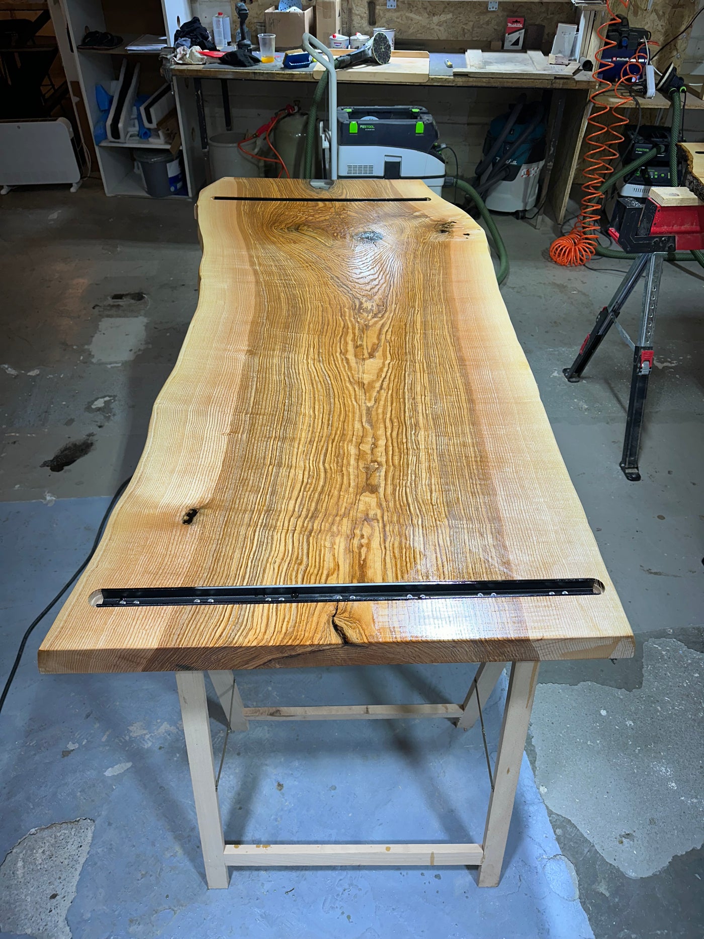 Plateau de table en frêne noble, 180 cm, 5 cm d'épaisseur massive, utilisable comme bureau ou table à manger